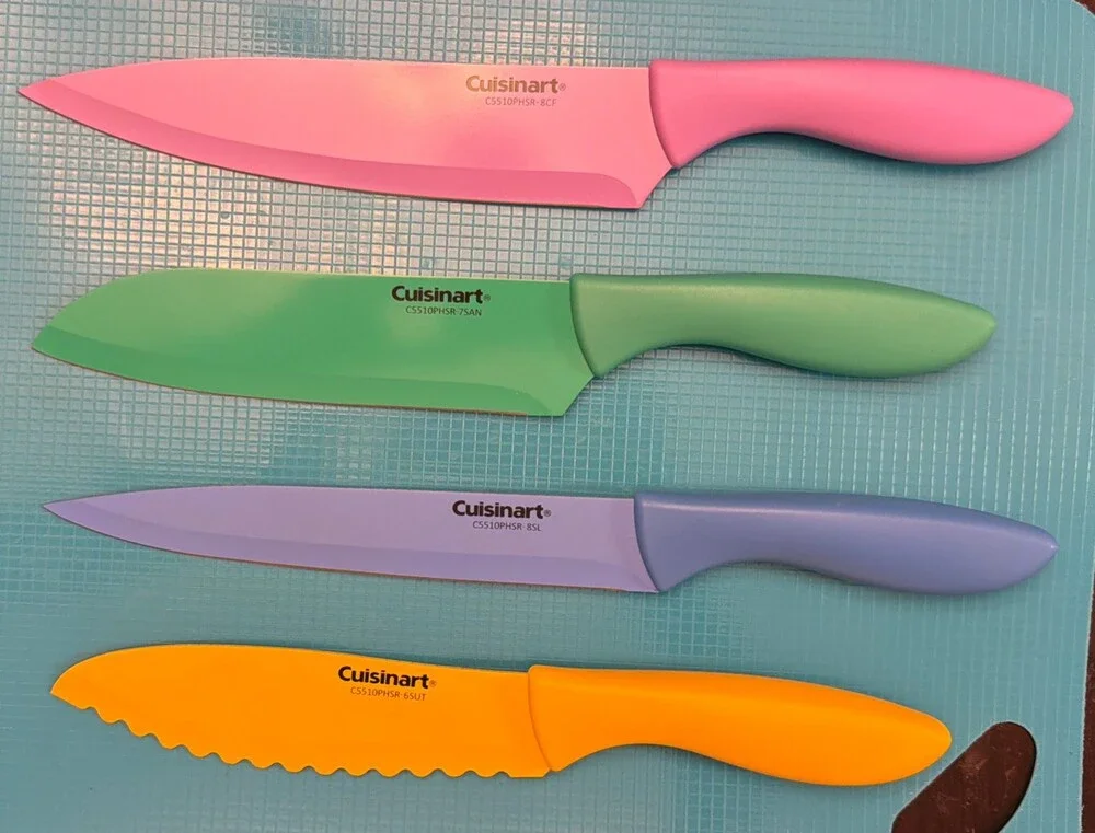 Cuisinart Ceramic Coated Colored Knives Set of 4 Stainless Steel Dishwasher Safe